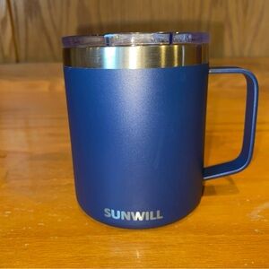 Sunwill Insulated Coffee Mug Navy Stainless Steel Travel Tumbler With Lid